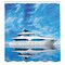 Ambesonne Seascape Shower Curtain, Marine Themed Photo of Yacht on Cloudy Pastel Sky and Blue Calm Water Print, Cloth Fabric Bathroom Decor Set with Hooks, 69" W x 70" L, Blue Pale Grey